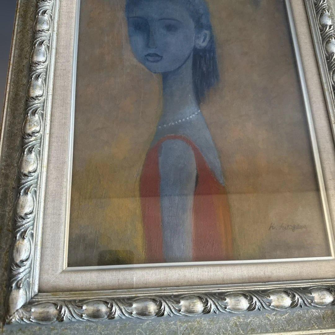 とても雰囲気がある素敵な女性の肖像 油彩画 サイン入り