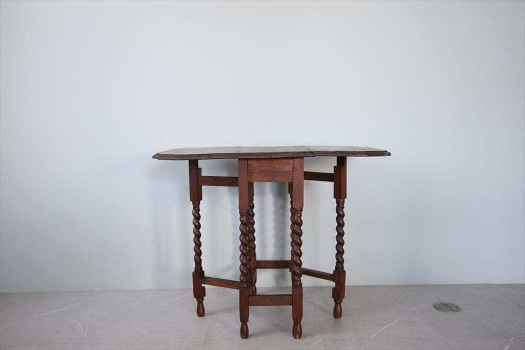 英国アンティーク木製ゲートレッグテーブル/ダイニング机バタフライ(91-244)