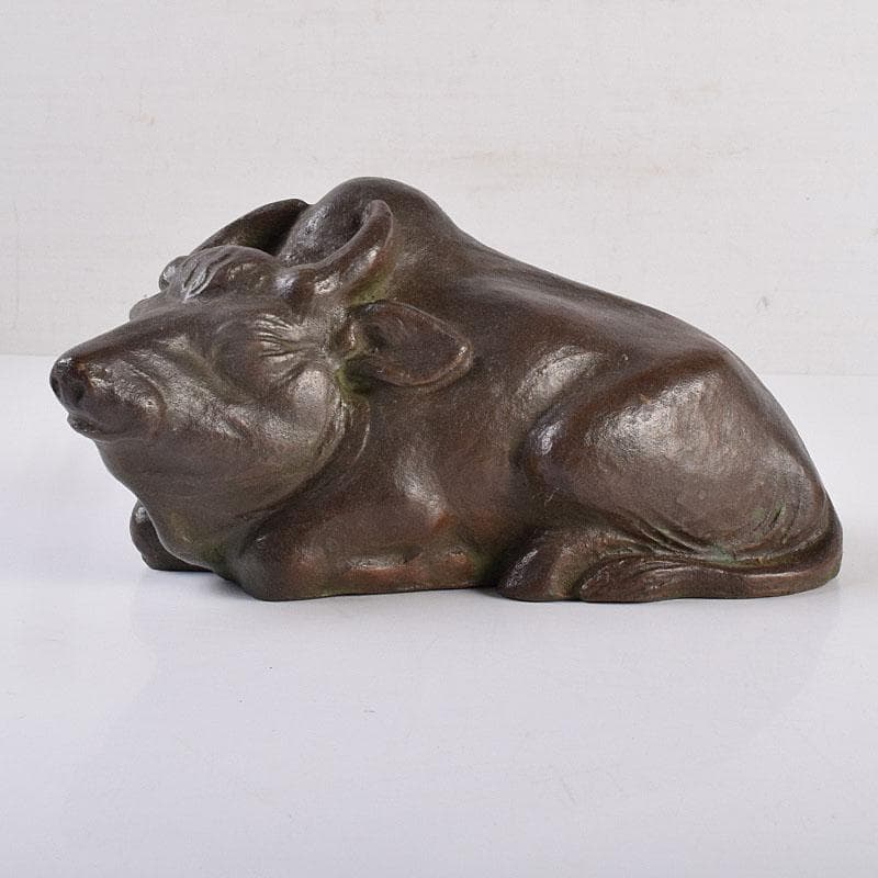 古銅　ブロンズ　牛　置物　在銘　C　R8960