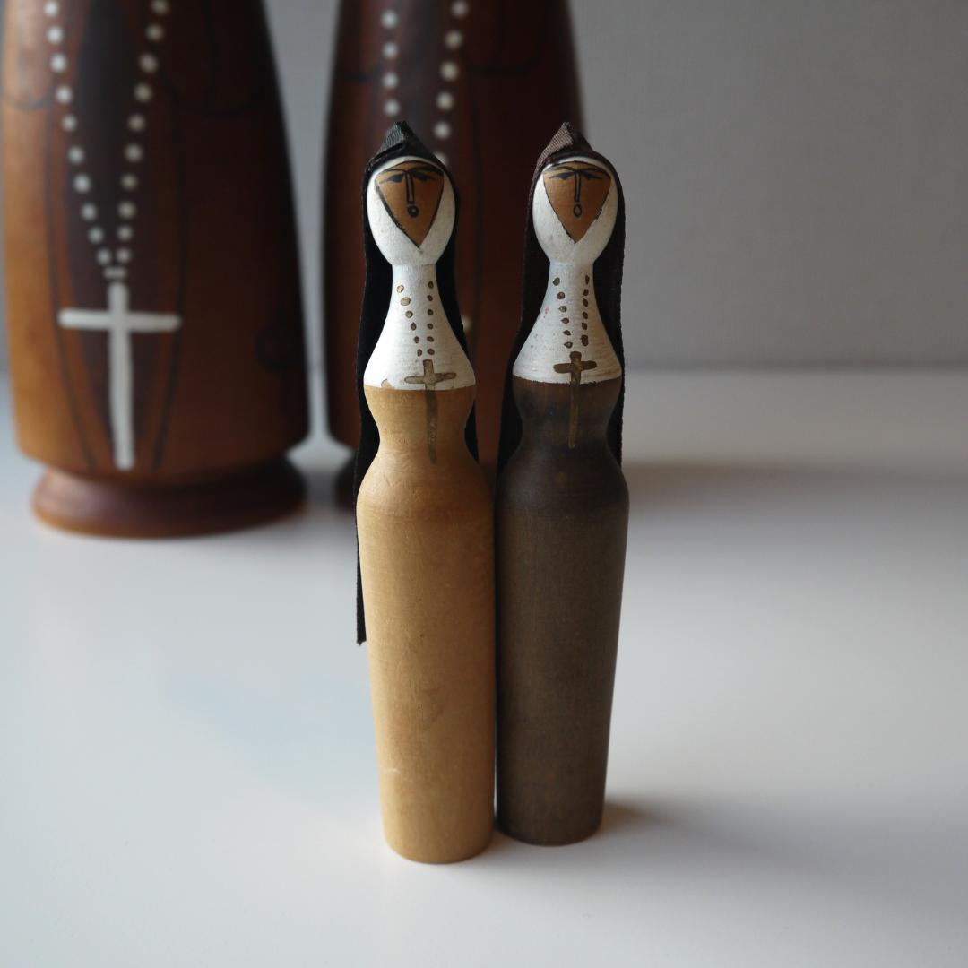 ④ 12.5～30.5cm 根本勲 修道士 シスター こけし 6体まとめ