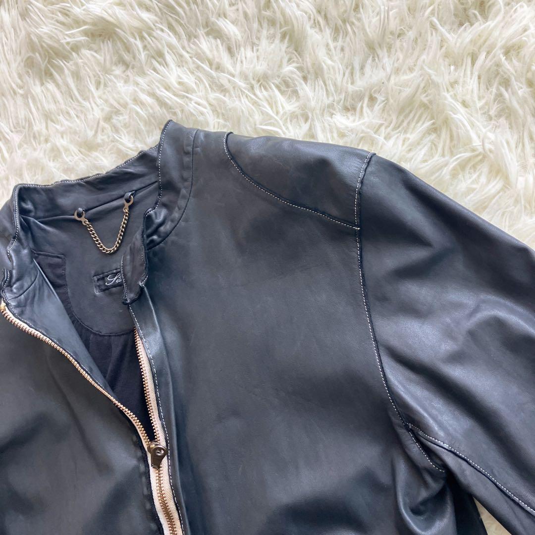 【美品】 Sisii シシ 本革 牛革 ライダースジャケット ステッチ