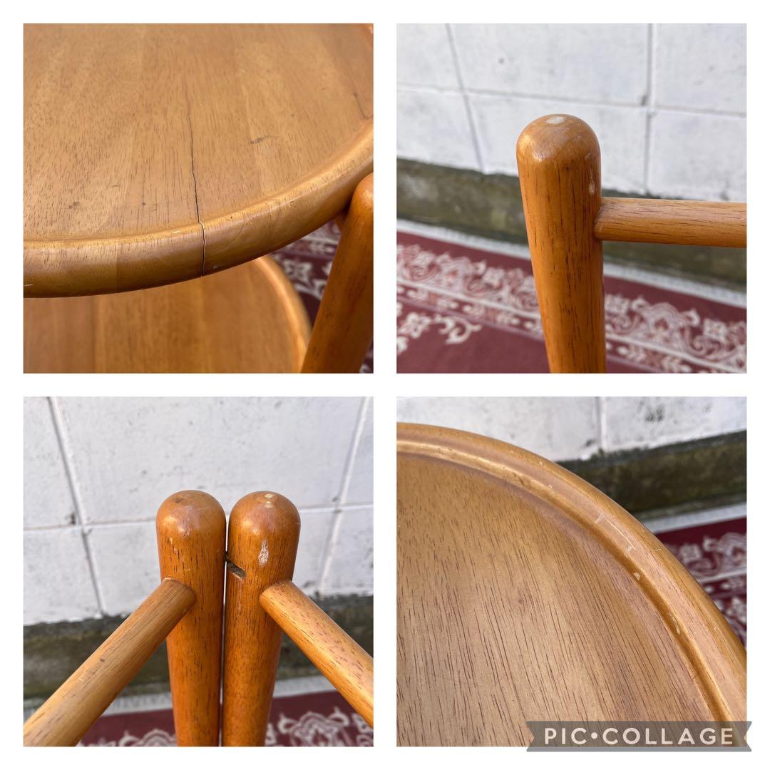 北欧デザイン 古家具◾️木製サイドテーブル キャスター付き ワゴン