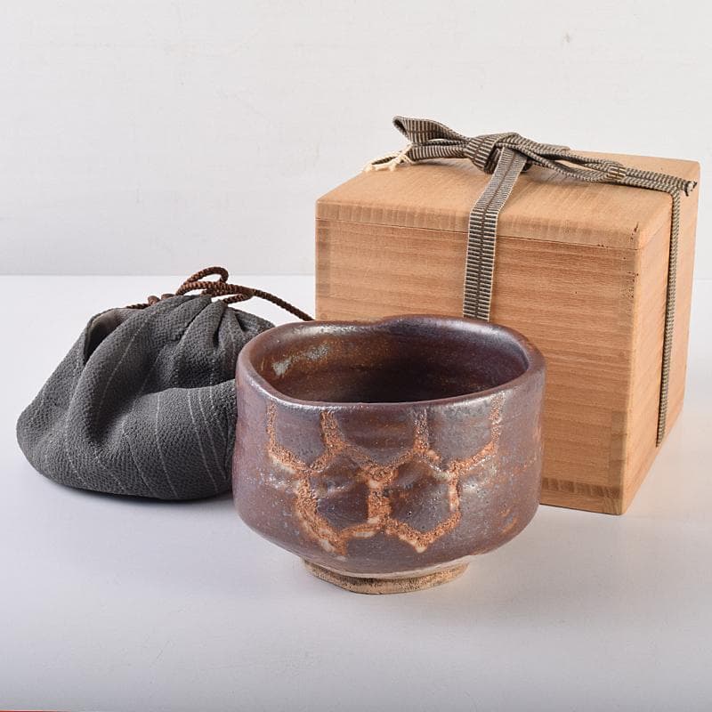 茶道具　志野焼　茶碗　在銘　共箱　M　R7662