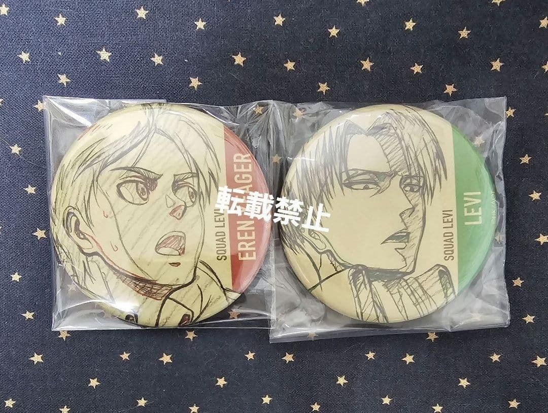 F 進撃の巨人　WIT STUDIO 原画 缶バッジ　リヴァイ　エレン　浅野恭司