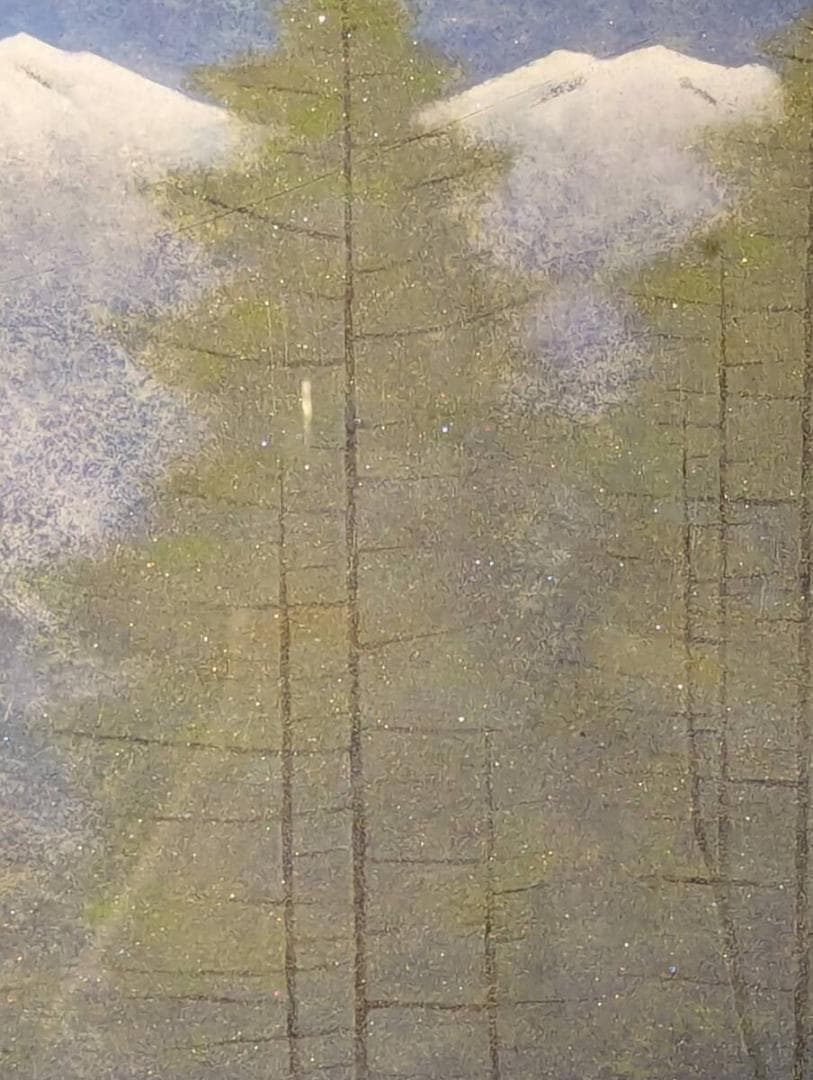 【真作】絵画　佐藤昭三　日本画6号　白峰　静寂の山岳風景　箱・黄袋入　Y152