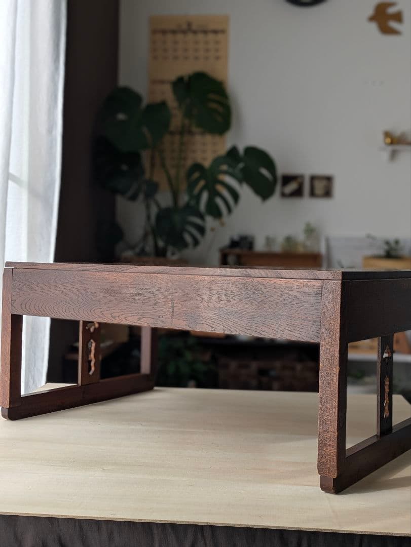 アンティーク　文机　レトロ　テーブル　机　木製　無垢　引き出し　昭和　大正