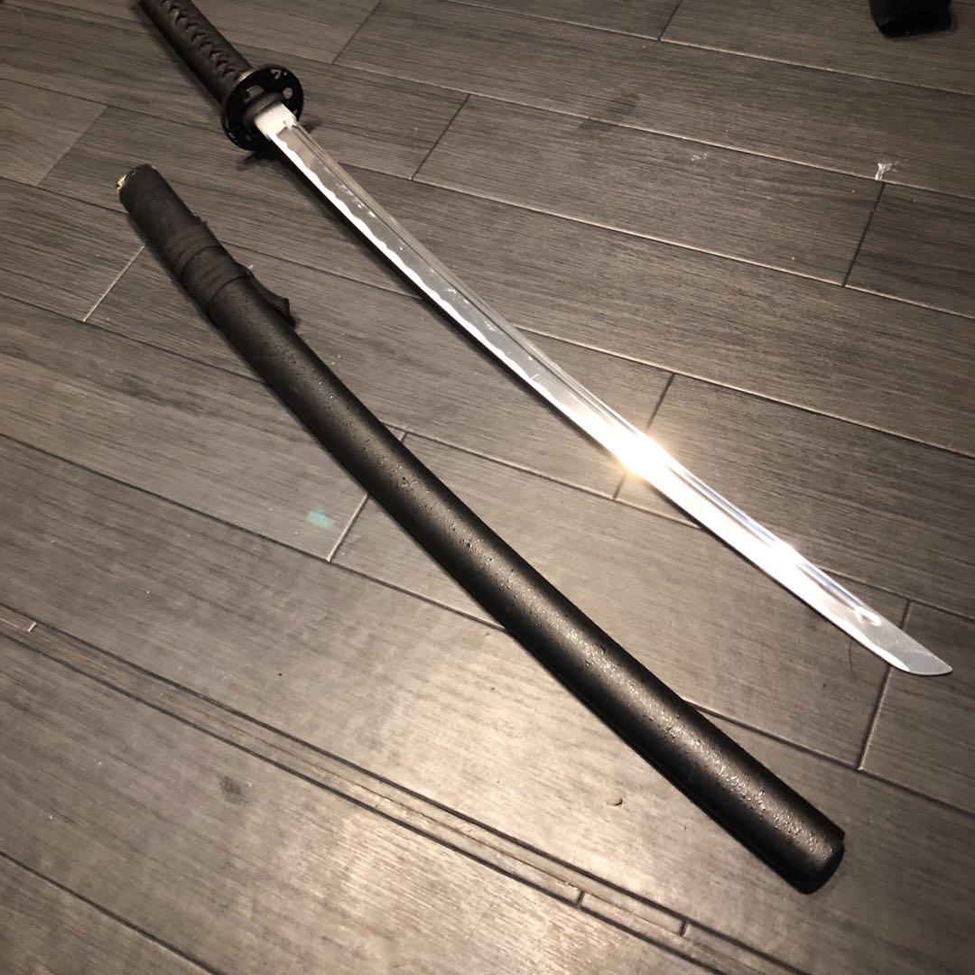 黒　模造刀　樋有刀身　黒拵え　モダン刀