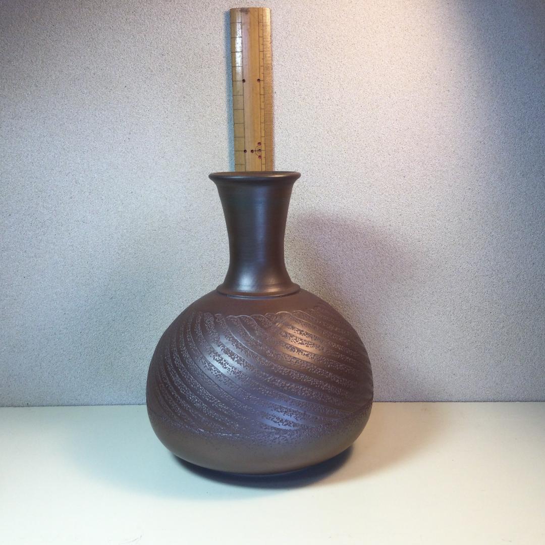 陶芸　手作り陶器　壷　線文