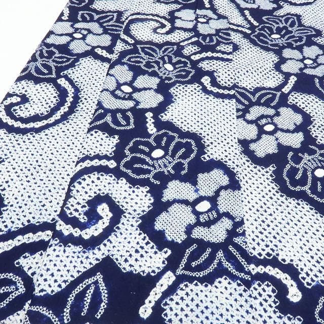 Y3482◆美品 有松鳴海絞り 背・居敷当て付 手縫い 高級浴衣 洗える夏着物