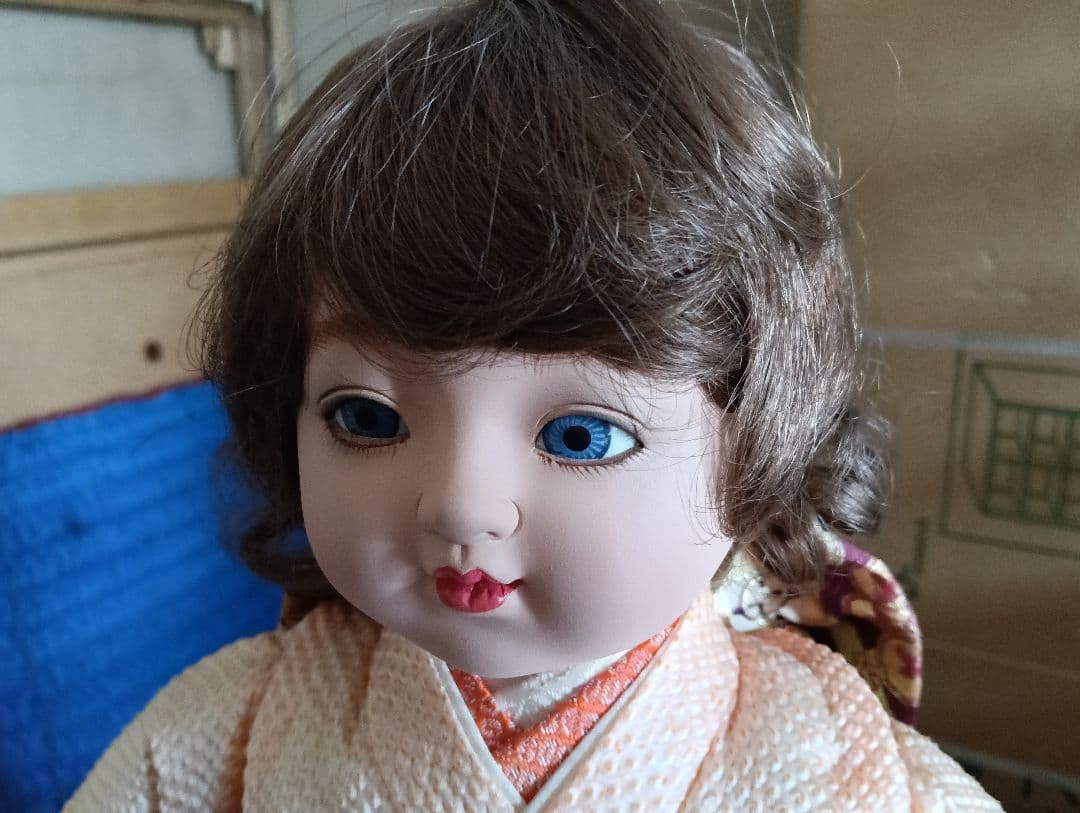 y 【レアもの】市松人形　京都西陣織裂地　吉徳大光　作