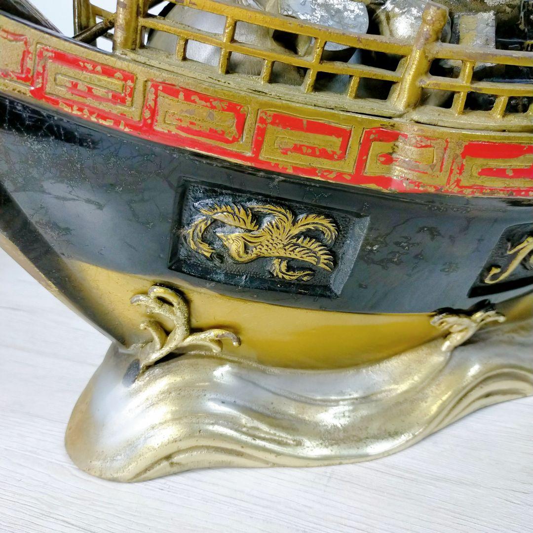 銅製 大型 宝船 寶舟 七福神 置物 オブジェ