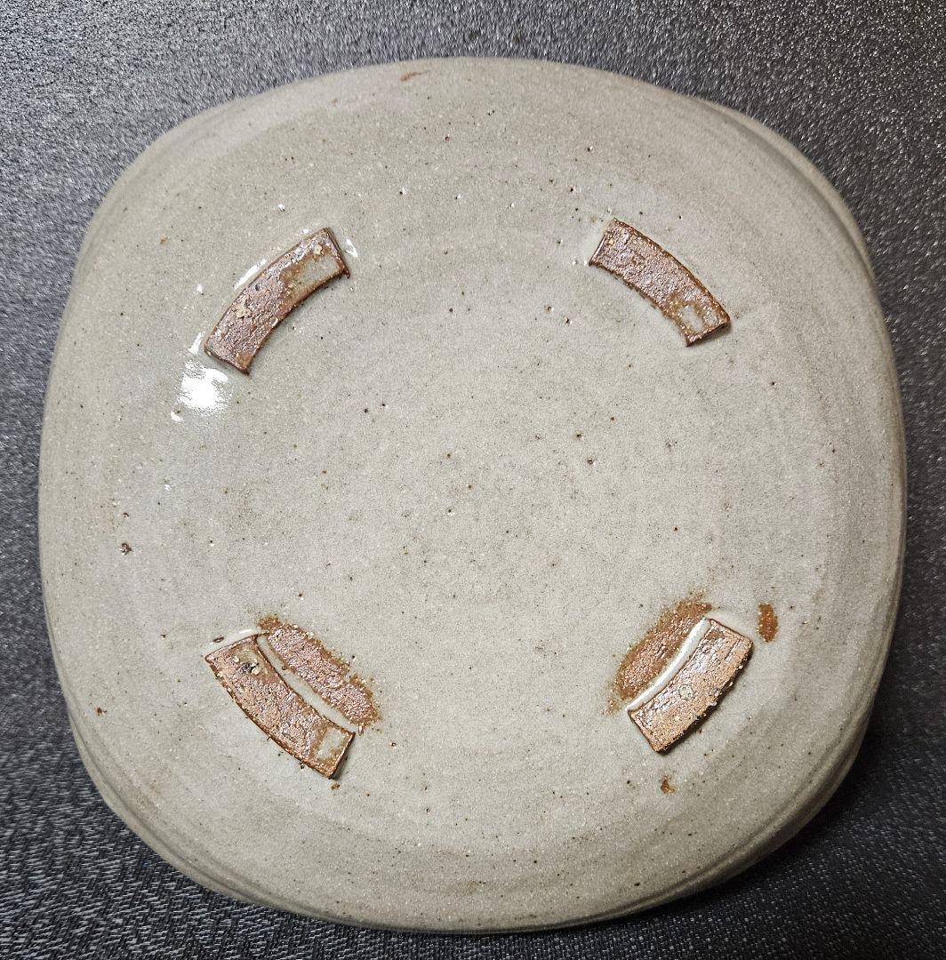 唐津焼　武造　絵唐津　鉄絵　草花図　四方隅切　大鉢　菓子鉢　盛り鉢　茶道具　共箱