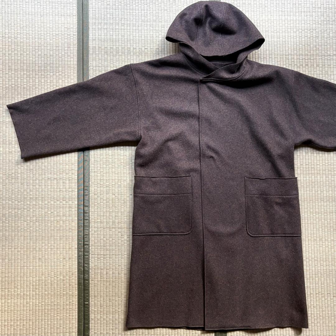 MITTAN 圧縮ウールニットフードコート 緑杢 サイズ2