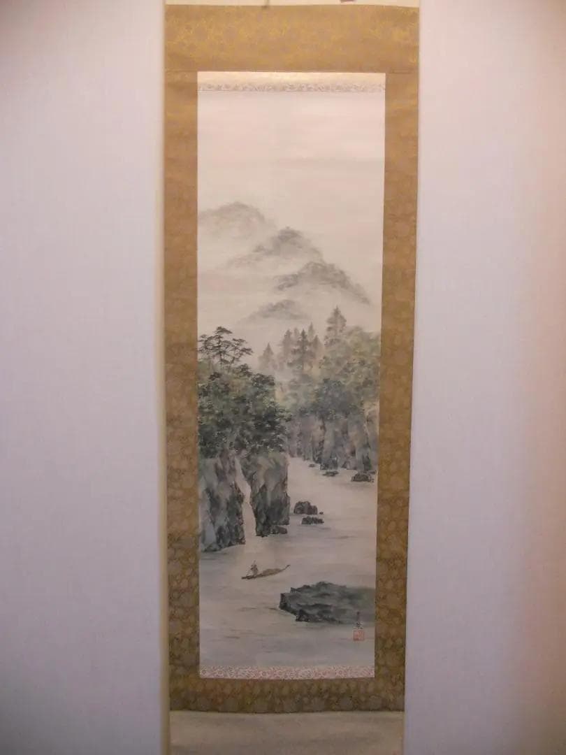 掛け軸 亀山秀景 谿山靑水 紙本 希少 軸装 茶道具 掛軸 美品 です。