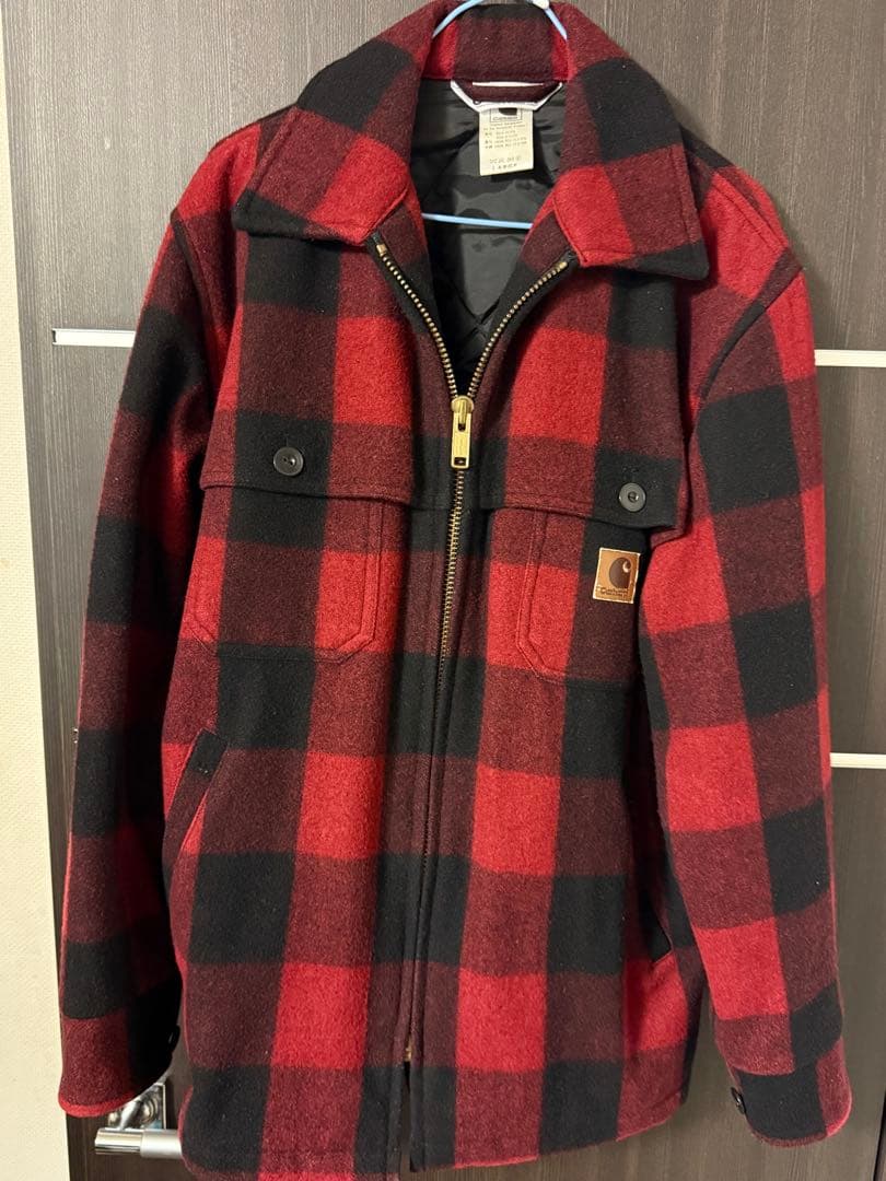 ク*ル様 Carhartt 赤黒チェック メルトンジャケット