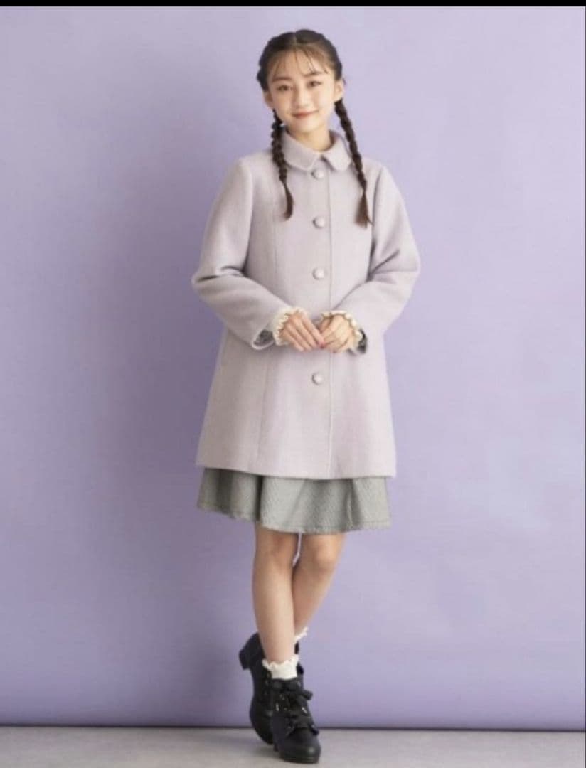新品タグ付 mezzo piano junior リボンケープ付きコート S