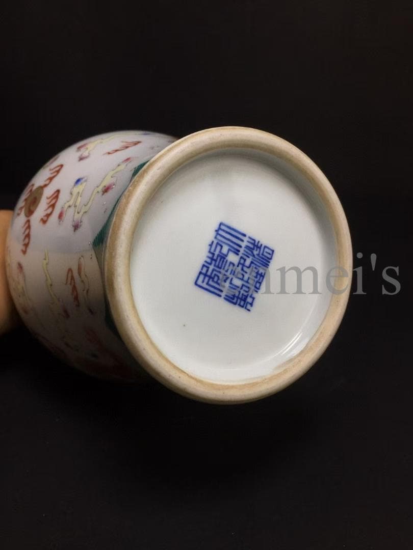 中国古美術・旧蔵乾隆御用款・珐琅彩鎏金瓶・龍鳳彩絵・陶磁器・花瓶・文房具・案t