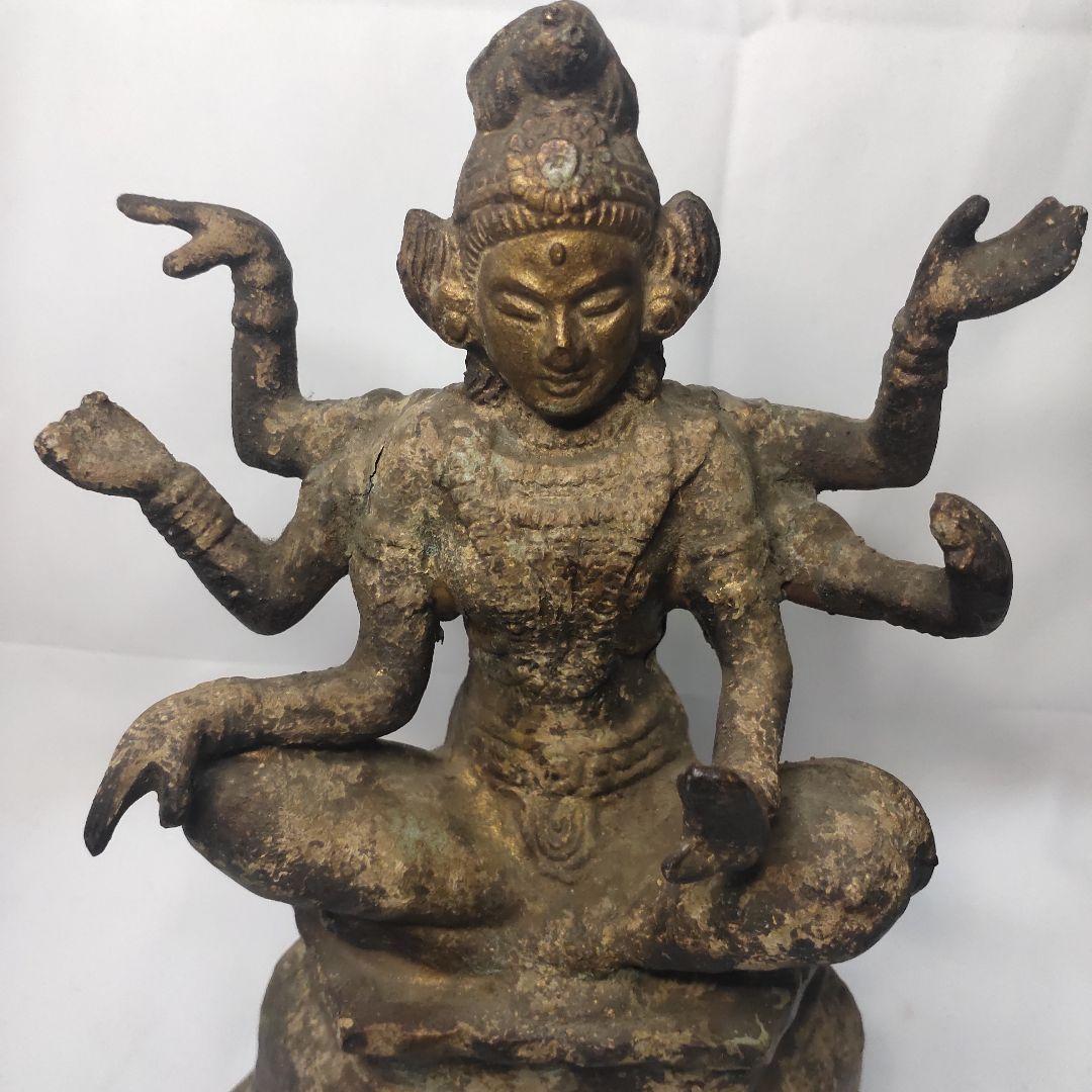 仏教美術 阿修羅坐像 鉄製仏像 チベット密教 旧家蔵出 アンティーク 風水グッズ