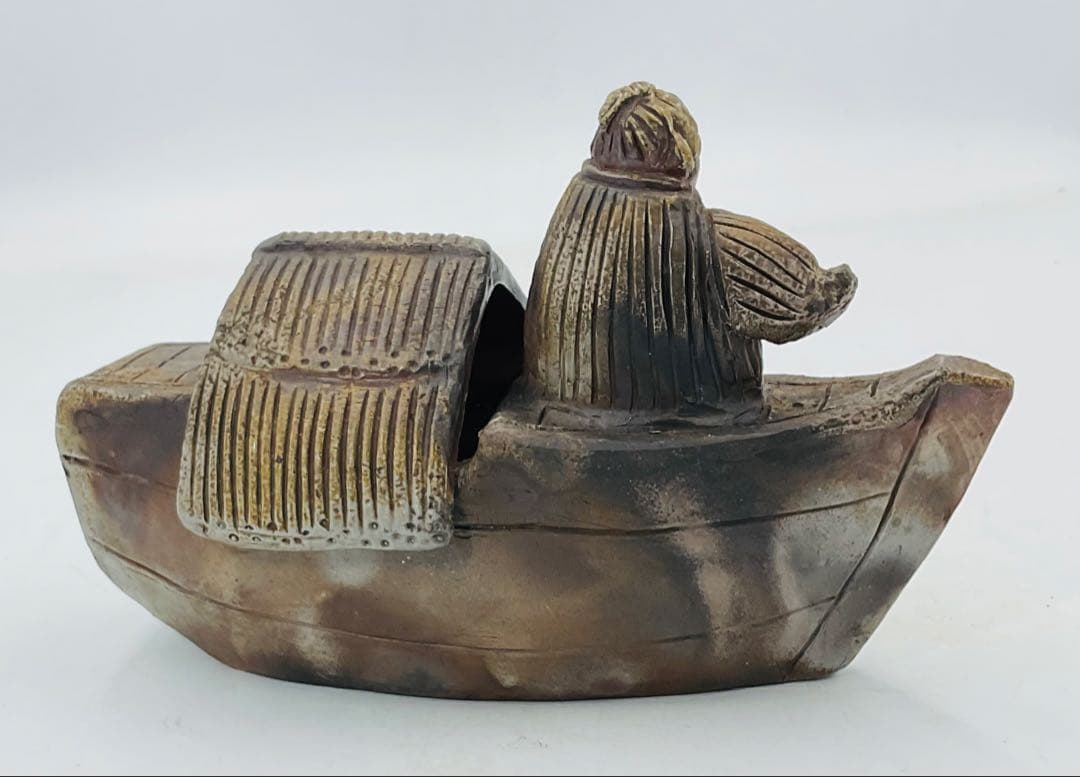 【M-55】◉昭和初期の細工師・木南知加選先生　備前焼手造り舟香炉◉