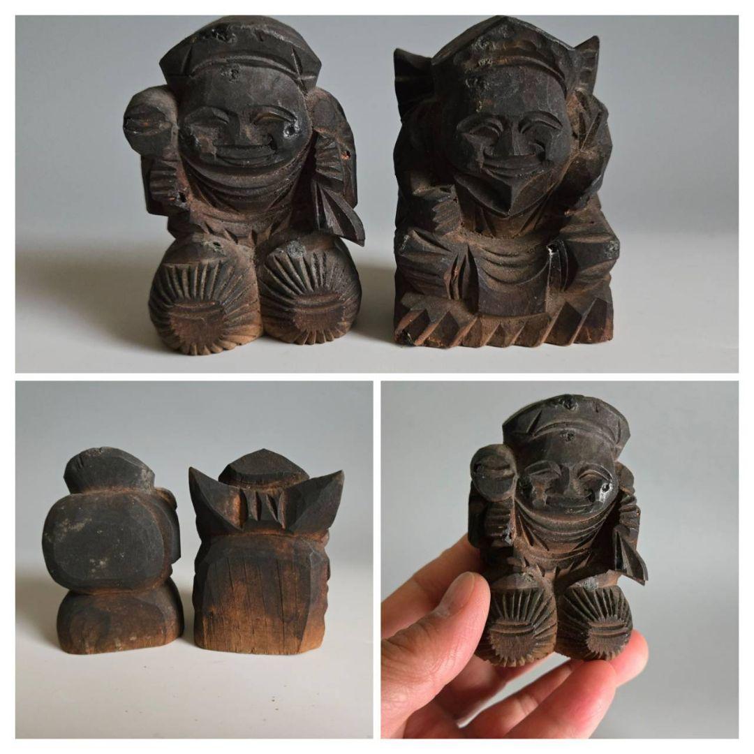 M-1248 木彫 恵比須大黒像 江戸時代 仏像