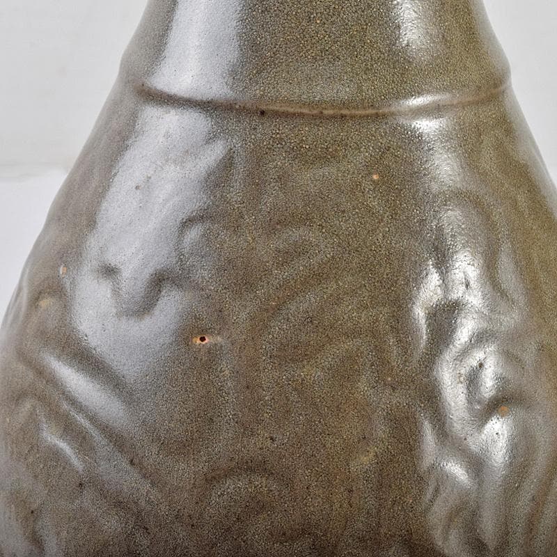 中国　耀州窯　青磁　陽刻　牡丹文　花入　相国寺　有馬頼底書付箱　M　R7802B