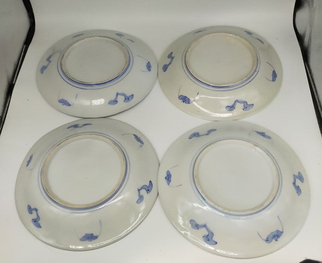古伊万里　染付　5皿セット　珍しい絵柄です　骨董　アンティーク