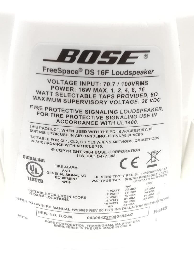 Bose FreeSpace DS 16F 天井スピーカー 2個セット ホワイト