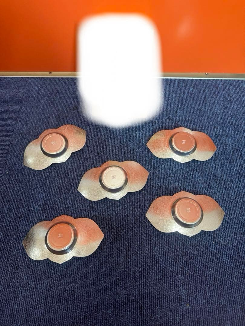 1588 煎茶道 秀夆堂 梨地 花形茶托5客セット　未使用