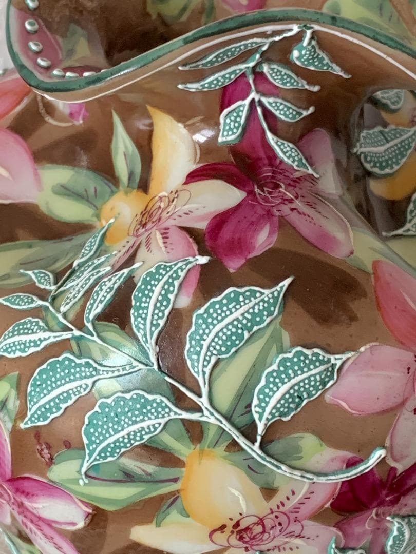 ✨特別価格✨オールドジャパン盛上げ花瓶躑躅文様　アンティークオールドノリタケ