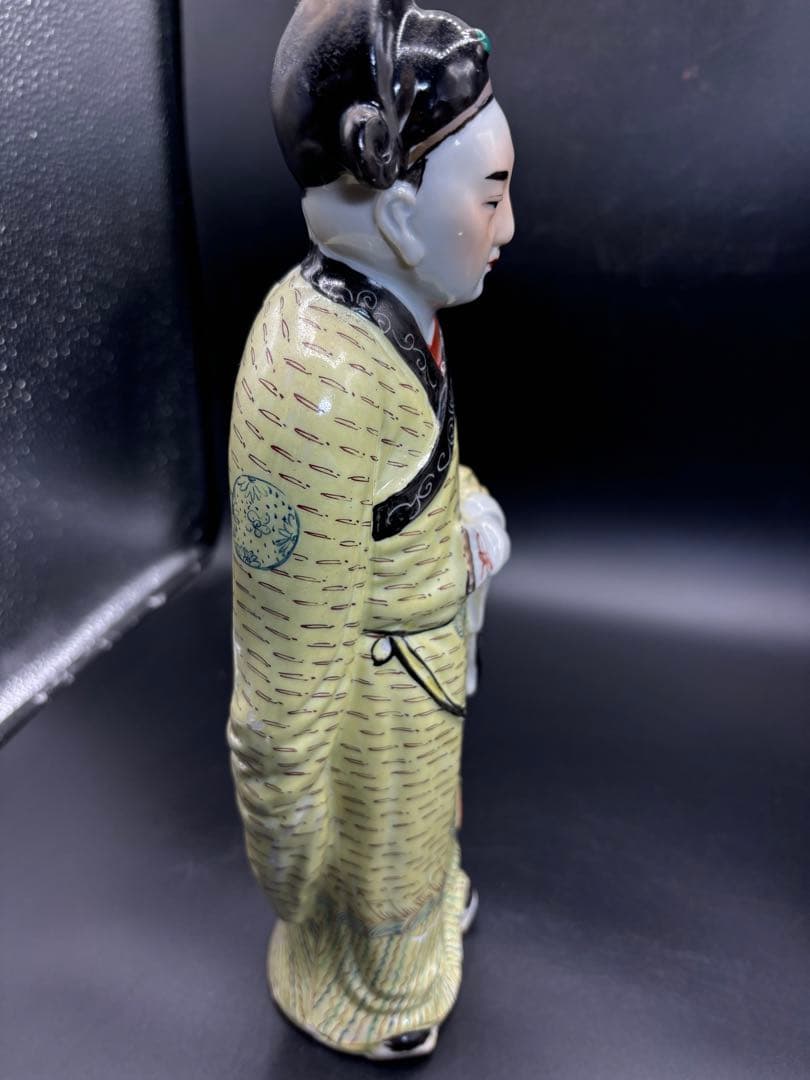 中国美術 古玩 色絵陶人形 陶器人形 高さ約31cm 置物 オブジェ 古董品