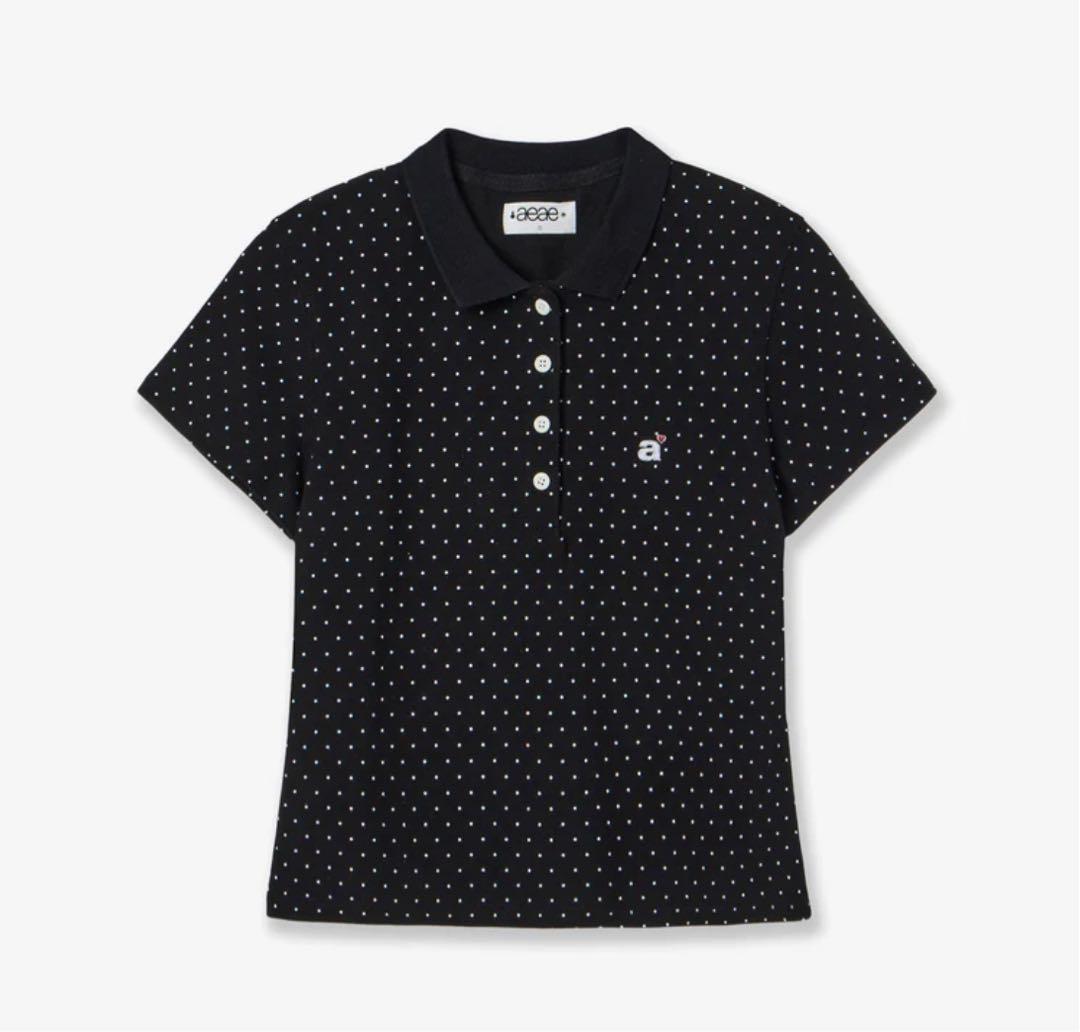 aeae ドット柄ポロシャツ 半袖 black