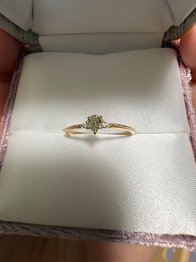 K18 天然 グリーンダイヤモンド リング　0.1ct