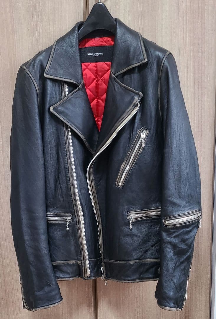 nano ・universe ヴィンテージ加工　ダブルライダースジャケット