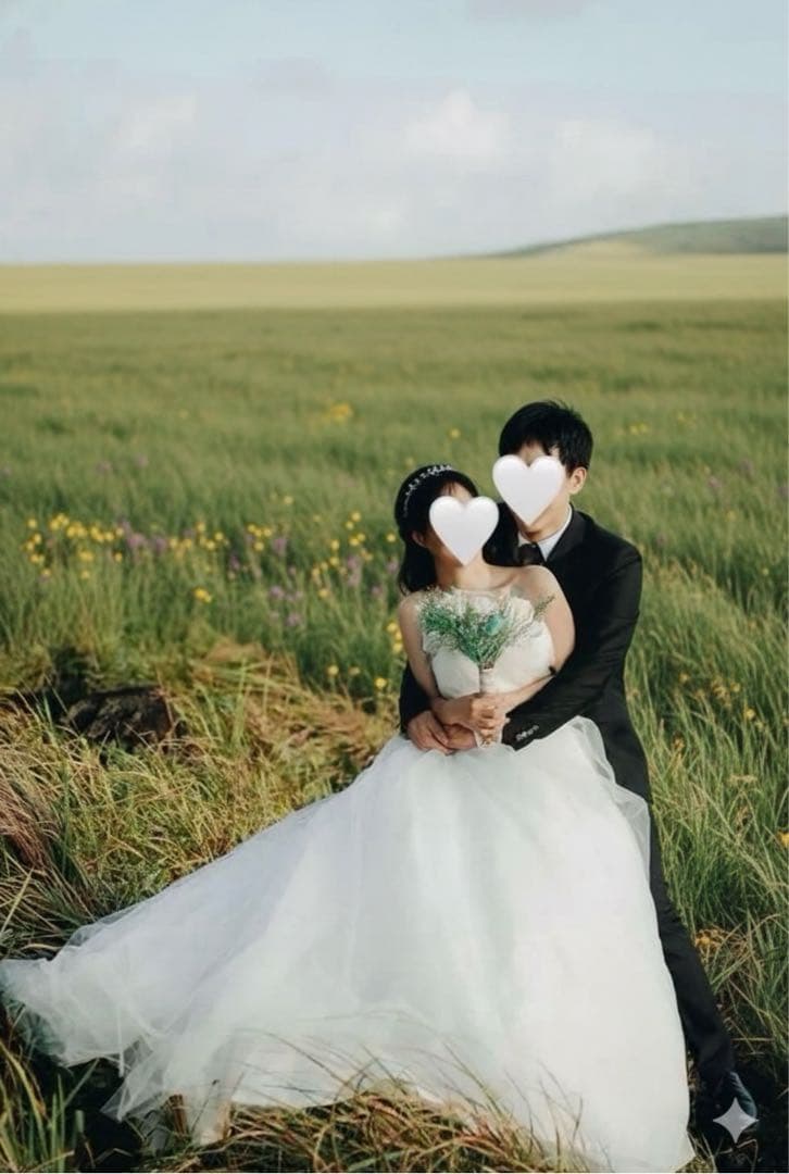 【美品】ウェディングドレス　前撮りドレス　Aライン　ビスチェ