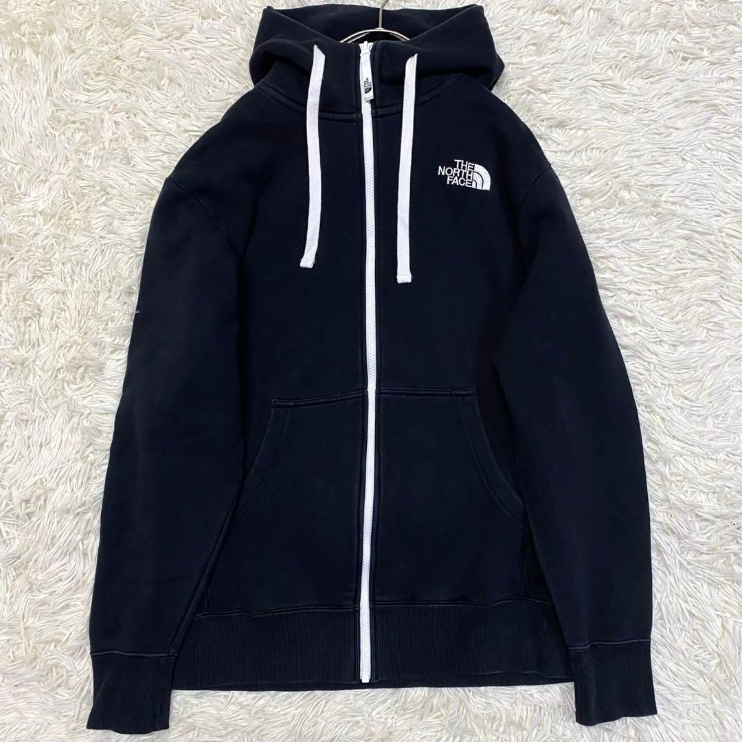 【美品✨】ザノースフェイス リアビュー フルジップパーカー 裏起毛 黒 L