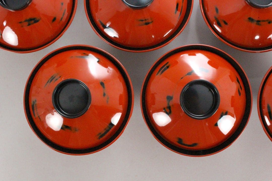 No4717 輪島根来塗吸物椀　10客　能登輪島塗七村漆器　木箱付　送料無料