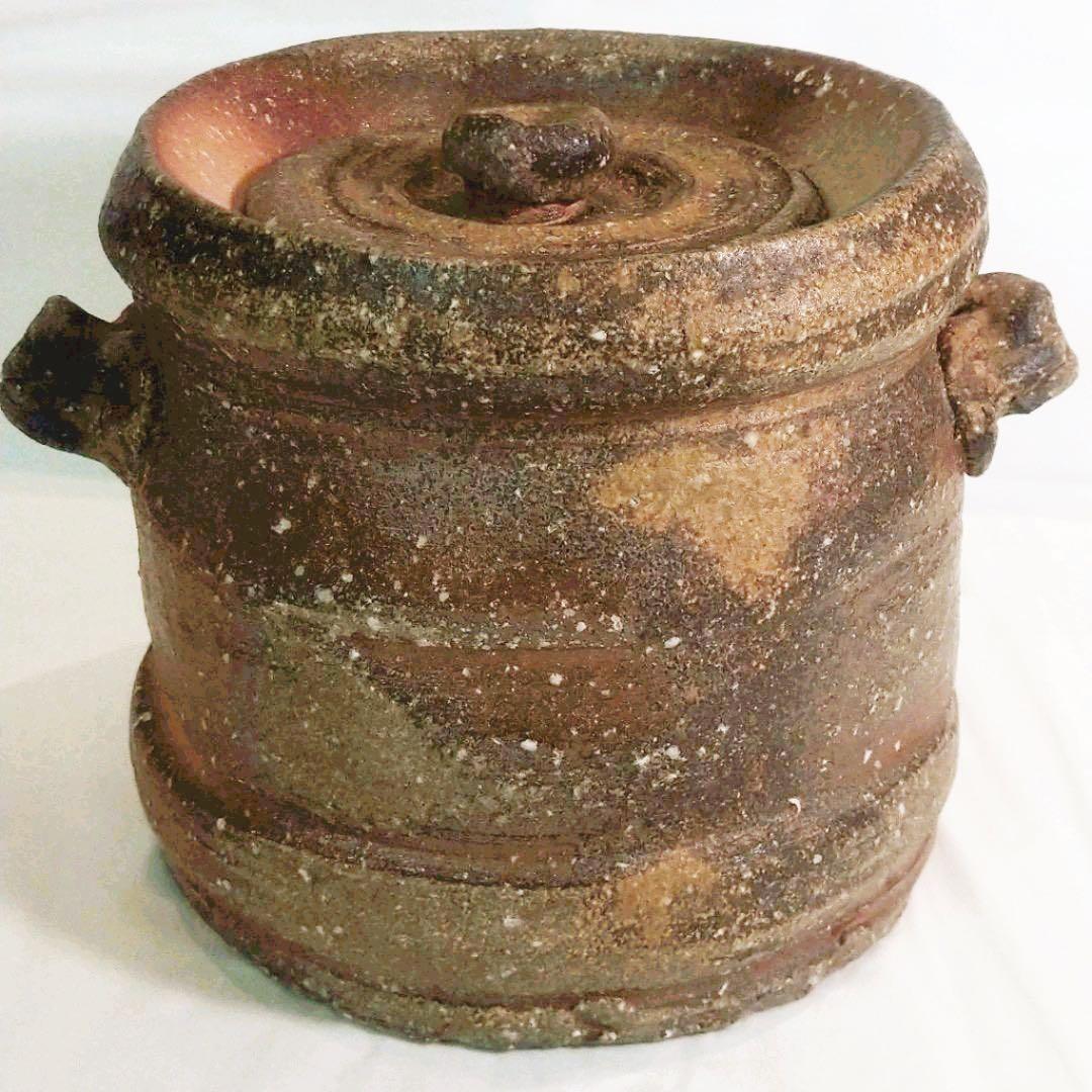 【茶道具】古来窯　上田光春作　信楽耳付水指