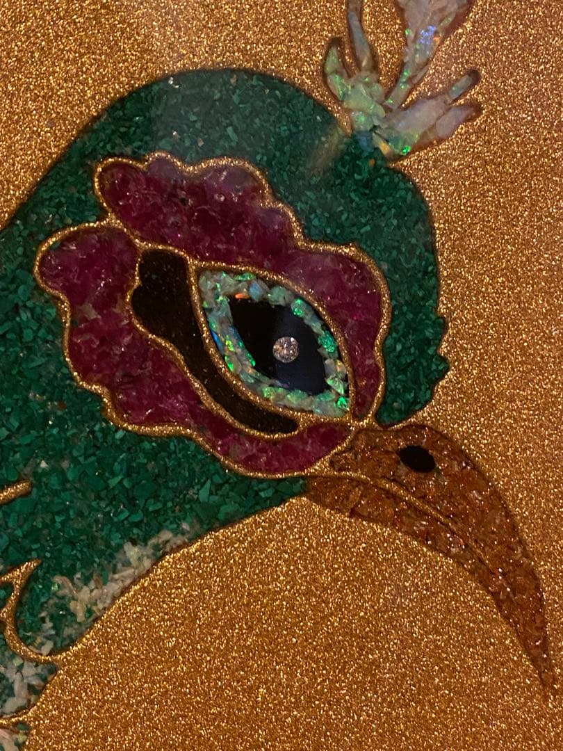 豪華絢爛⭐︎表面ガード付き　孔雀と花の衝立　ダイヤモンド入り（目）