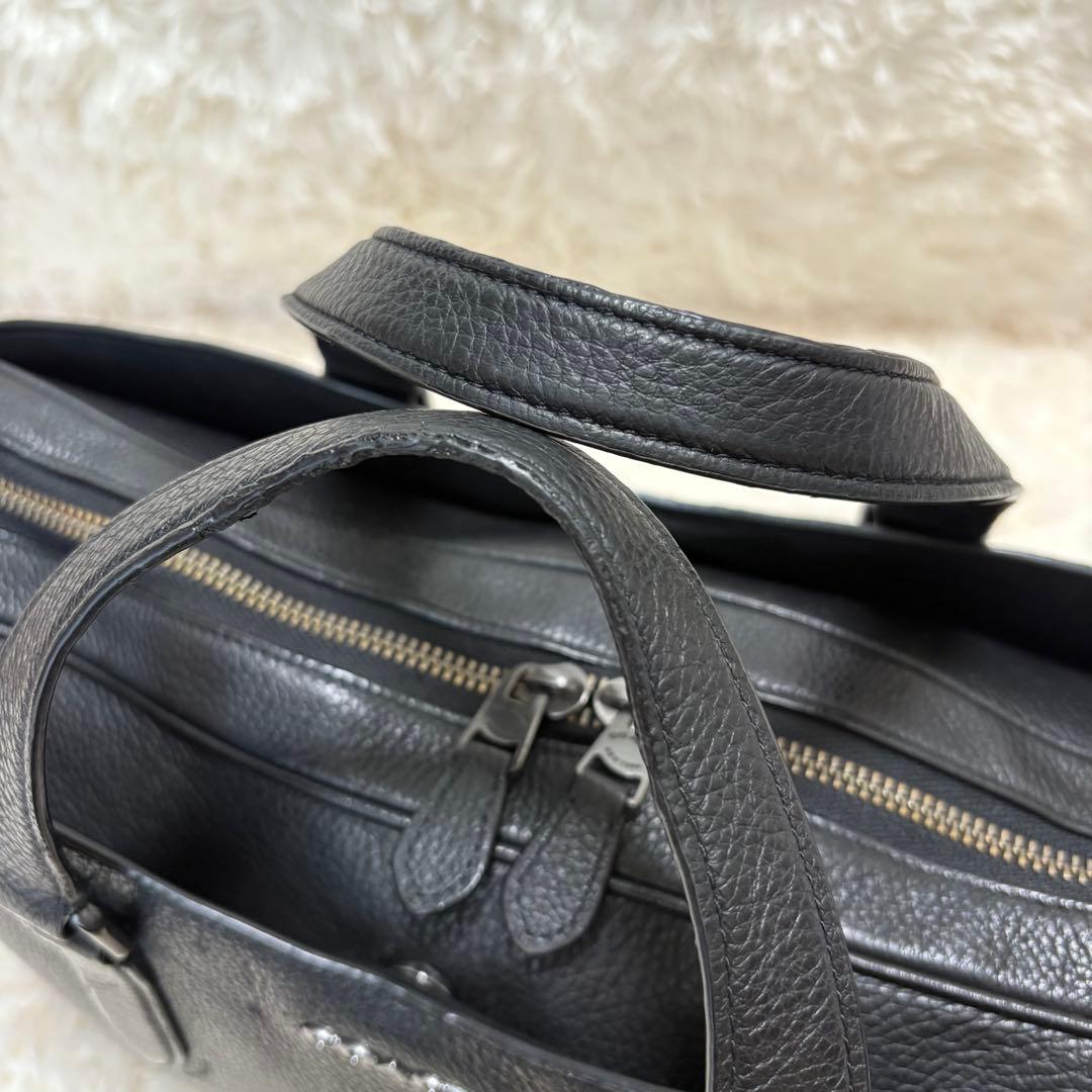 美品 コーチ ブリーフケース 2way オールレザー グラハム シボ革 ブラック