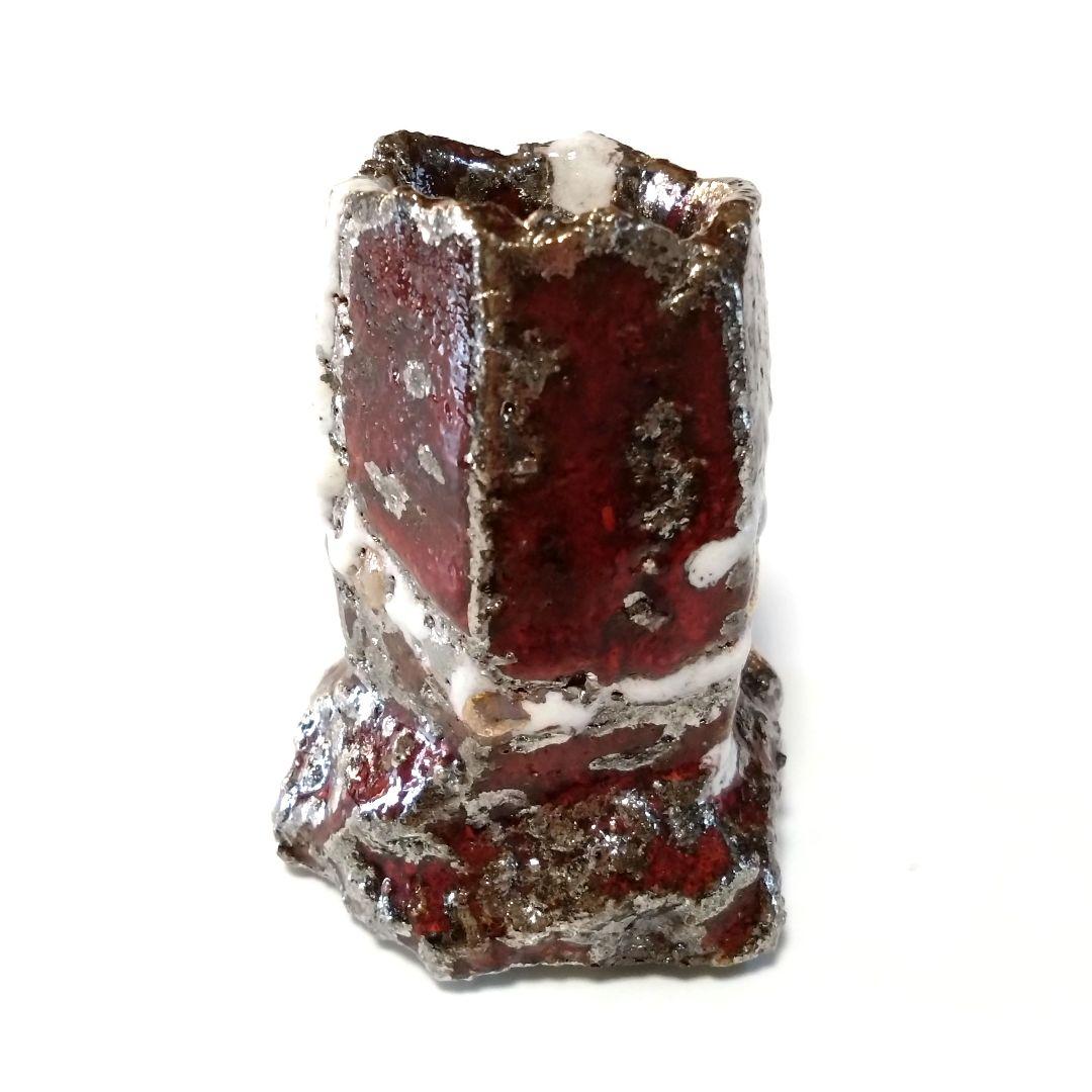 市川透　迦具土　ぐい呑　共箱　赤金銀彩　未使用