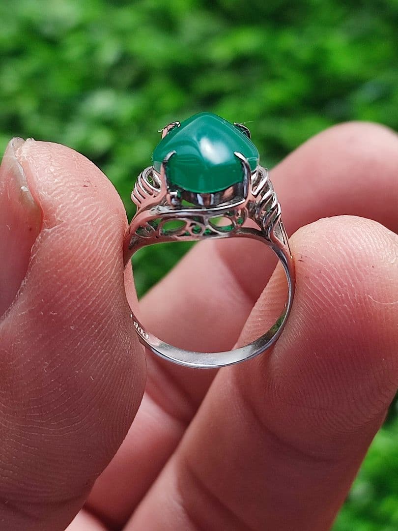 ヴィンテージリング グリーンジェイド シルバー900 リング