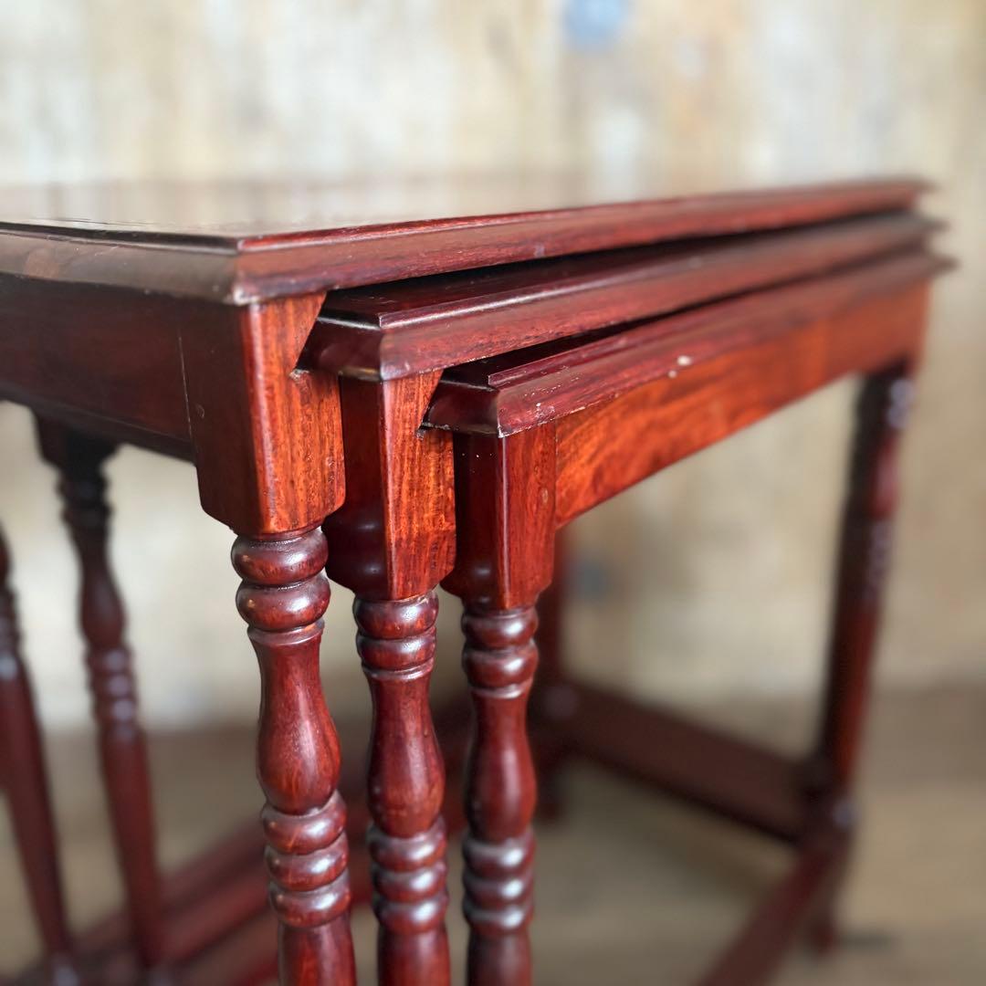 金工象嵌　ネストテーブル　ヴィンテージ　ローズウッド