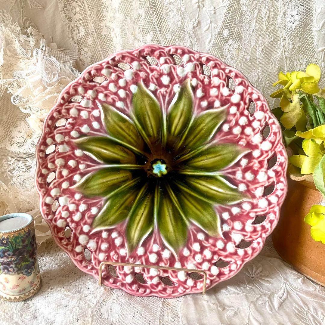 すずらんプレートピンク　ヴィレロイ＆ボッホ　バルボティーヌ検フランスアンティーク