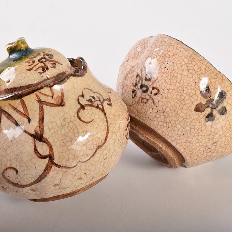 煎茶道具　織部焼　玉露　煎茶器揃　急須　湯冷　茶碗五客　V　R7774