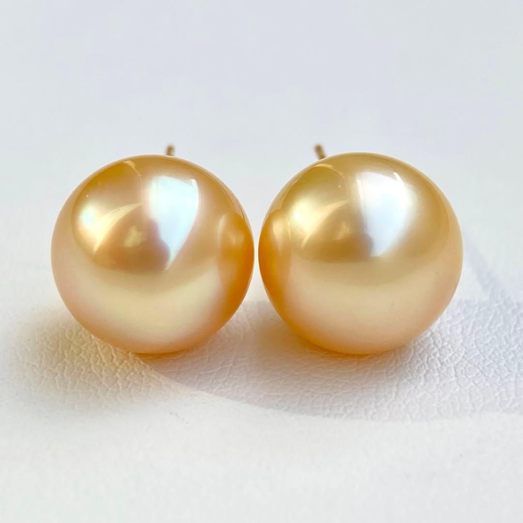 本真珠南洋白蝶真珠ゴールド11.6㍉k18直結ピアスBL927