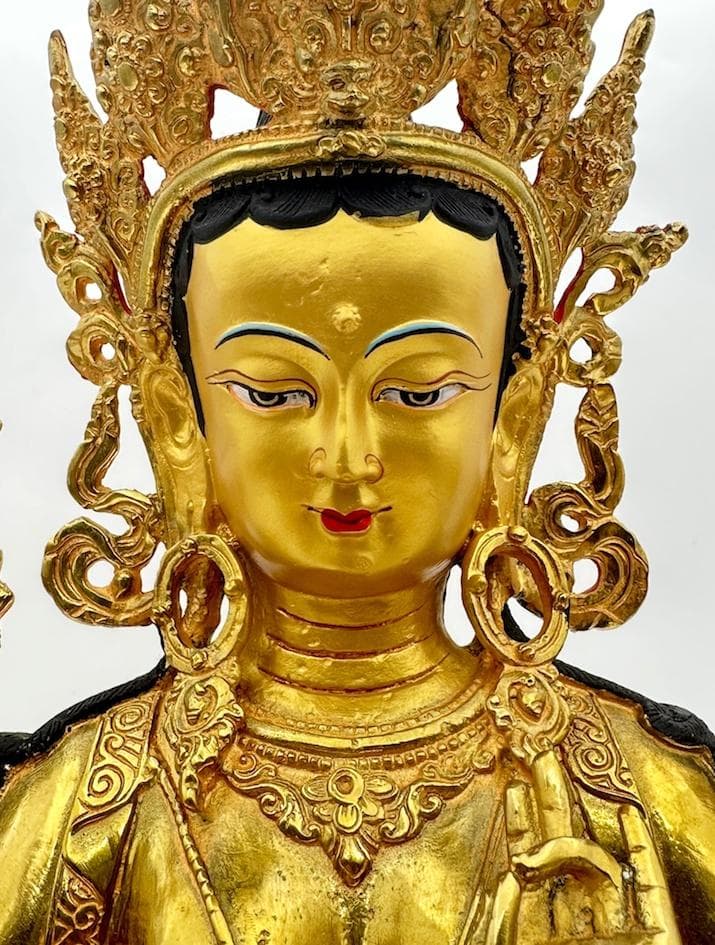 ◆グリーンターラー（緑多羅菩薩）像◆仏教　チベット/高さ約45cm