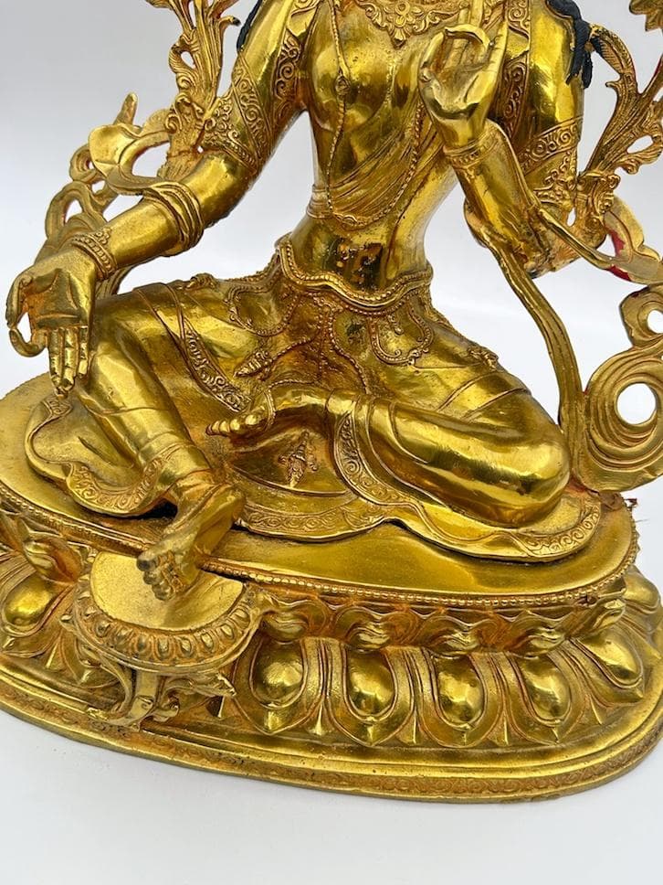 ◆グリーンターラー（緑多羅菩薩）像◆仏教　チベット/高さ約45cm