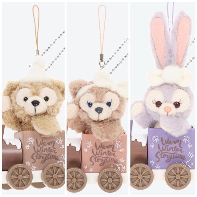 ダッフィー　シェリーメイ　ステラルー　ぬいぐるみストラップ　汽車