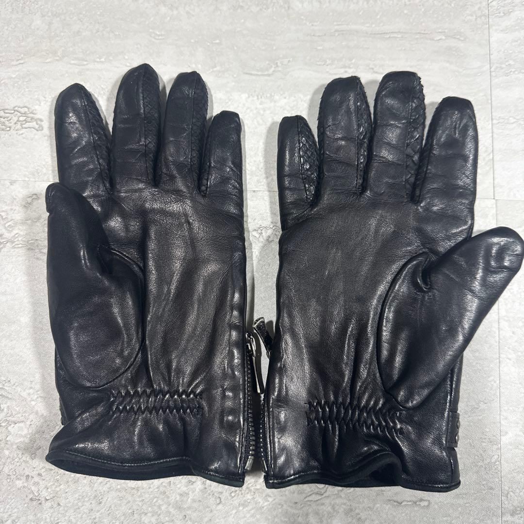 5351 POUR LES HOMMES レザーグローブ パイソン リアルレザー