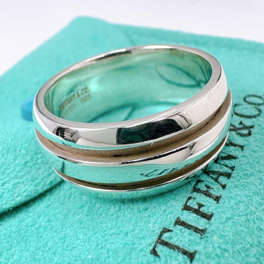 美品 オールドティファニー グルーヴ ダブルライン リング 21号 シルバー